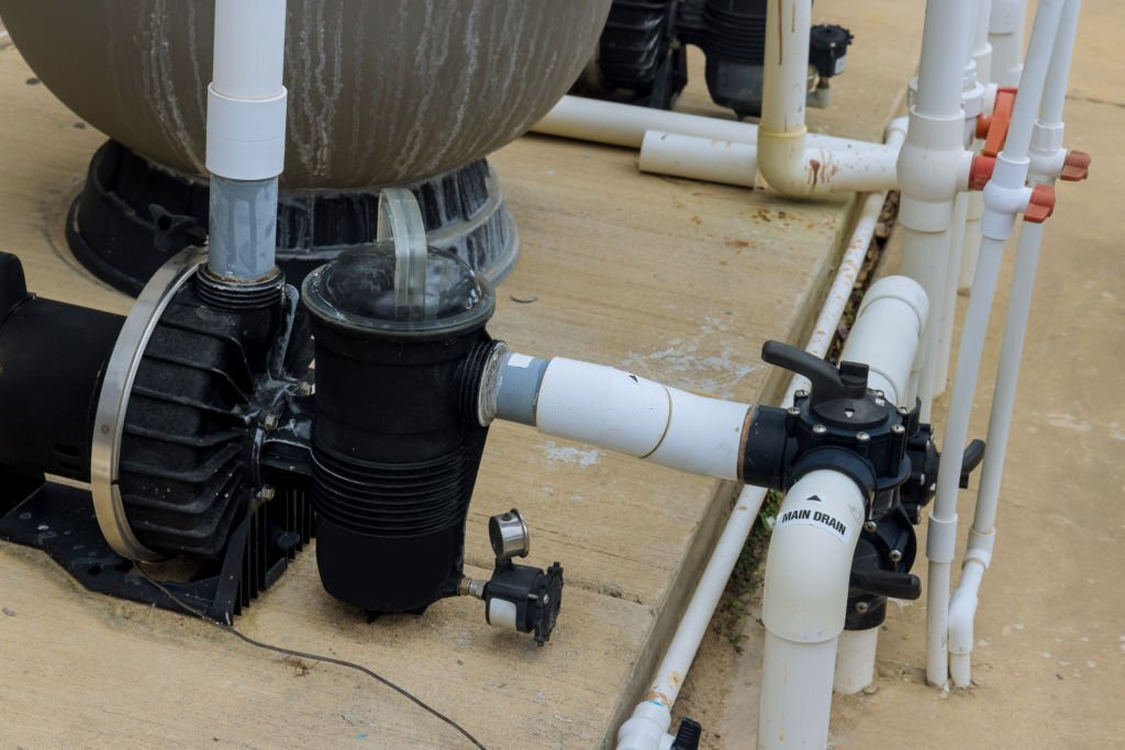 A valve on above-ground pool plumbing A valve on above-ground pool plumbing