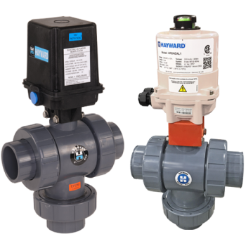 Automated three-way pool valve Automated three-way pool valve
